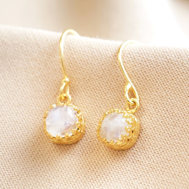 Moonstone Drop Earrings in Gold | My Doris | Lisa Angel