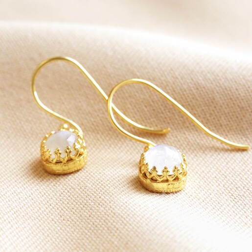 Moonstone Drop Earrings in Gold