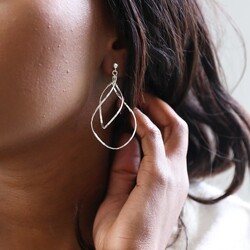 Statement Twisted Drop Earrings in Silver