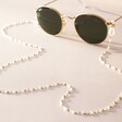 Clear Beaded Glasses Chain in Gold Attached to Sunglasses