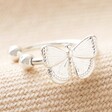 Butterfly Ear Cuff in Silver on Natural Coloured Fabric