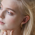 Crystal Shooting Star Drop Earrings in Gold on Model Head Turned to Side