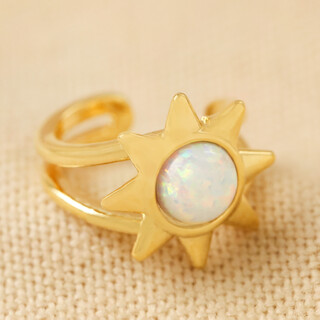 Opal Sun Ear Cuff in Gold