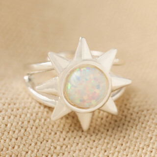 Opal Sun Ear Cuff in Silver