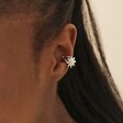 Opal Sun Ear Cuff in Silver Close Up on Model