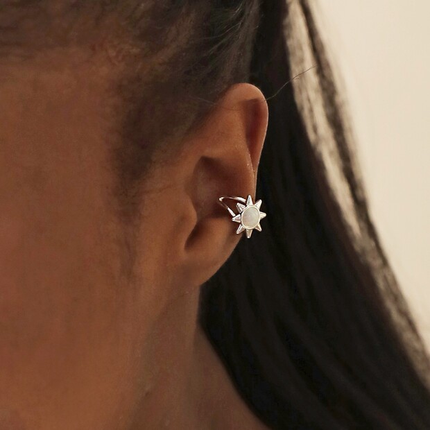 Opal Sun Ear Cuff in Silver Lisa Angel