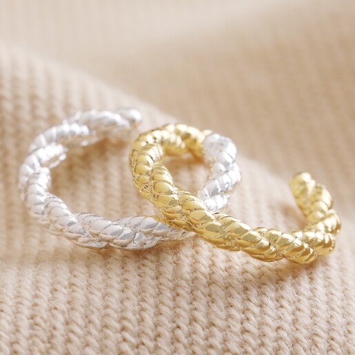 Twisted Rope Ear Cuff in Gold