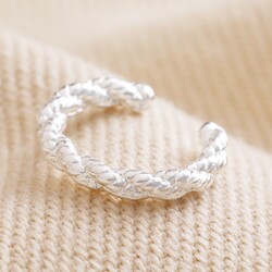 Twisted Rope Ear Cuff in Silver