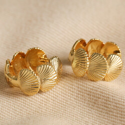 Shell Hoop Earrings in Gold