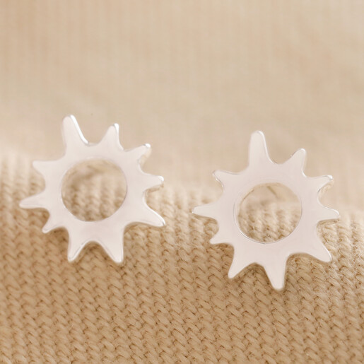 Sunbeam Stud Earrings in Silver on Neutral Fabric