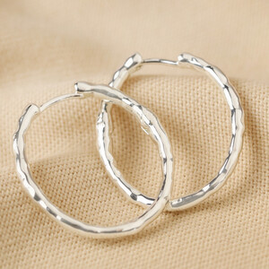Textured Hoop Earrings in Silver
