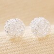Close Up of January Carnation Tiny Birth Flower Stud Earrings in Silver