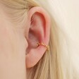 Model Wearing Tiny Rose Ear Cuff in Gold