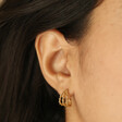 Triple Illusion Rope Hoop Earrings in Gold on Brunette Model