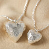Small and Large 3D Molten Heart Pendant Necklaces in Silver