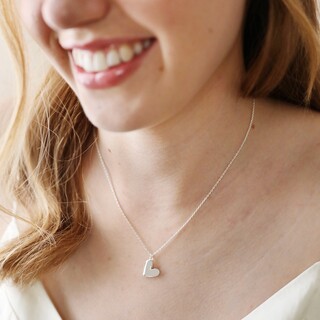 Silver Puffed Heart Pendant Necklace