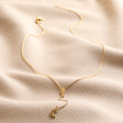 Full Length Crystal Moon and Star Lariat Necklace in Gold on Fabric