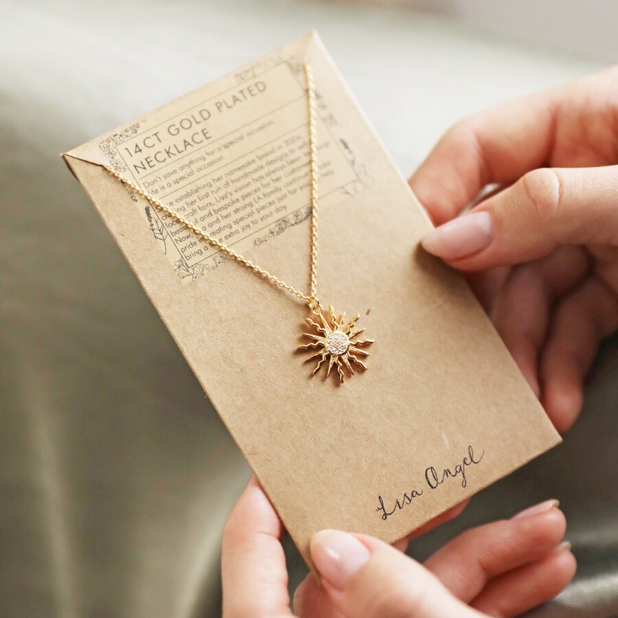 Crystal Sunshine Pendant Necklace in Gold Lisa Angel