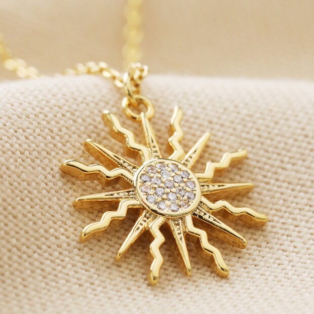 18K Gold Sun Pendant with Turquoise Center - Me&Ro