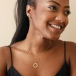 Model Styling Floral Halo Pendant Necklace in Gold 
