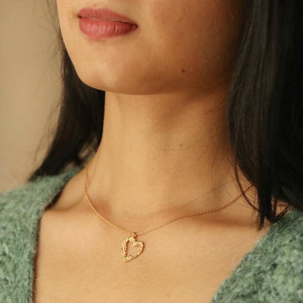 Beaded Ansley Heart Pendant Gold Lilac Phosphate main image 1