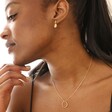 Model Wearing Hammered Halo Pendant Necklace in Gold