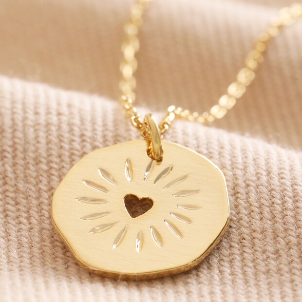 Heart Disc Pendant Necklace in Gold Heart Disc Pendant Necklace in Gold