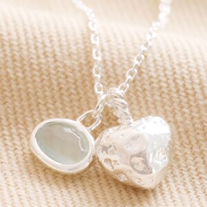 Heart and Moonstone Pendant Necklace in Silver