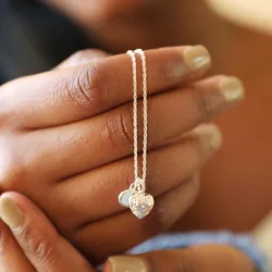 Heart and Moonstone Pendant Necklace in Silver