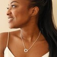 Model Wearing Organic Molten Russian Ring Pendant Necklace in Silver