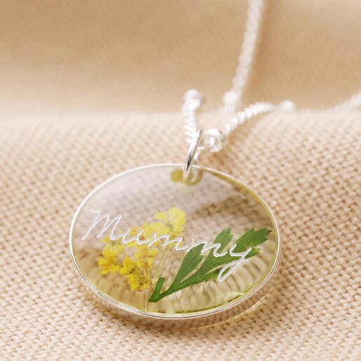 Mint & Lily Watercolor Birth Flower Necklace - March Dafodil - silver  