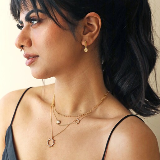 Rainbow Crystal Sunburst Pendant Necklace Gold | Lisa Angel