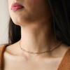 Rainbow Enamel Double Ball Chain Necklace in Gold on Model