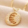 Close Up of Pendant on Sun and Moon Pendant Necklace in Gold 