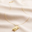 Wildflower Envelope Locket Pendant Necklace in Gold Full Length