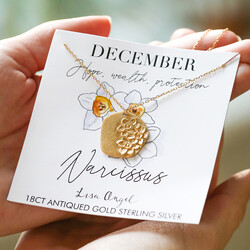 Gold Sterling Silver Cast Birth Flower Necklace