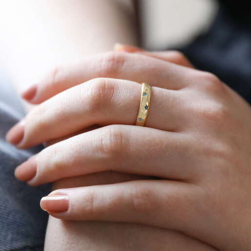 Star Crystal Ring in Gold on Model Hand on Wrist
