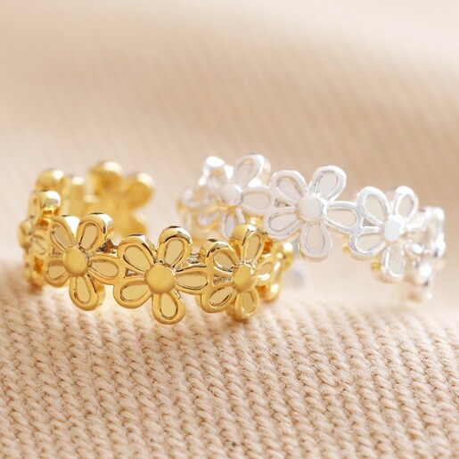 Also Available in Silver Tiny Daisy Chain Ear Cuff in Gold With Silver Option