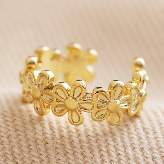 Tiny Daisy Chain Ear Cuff in Gold
