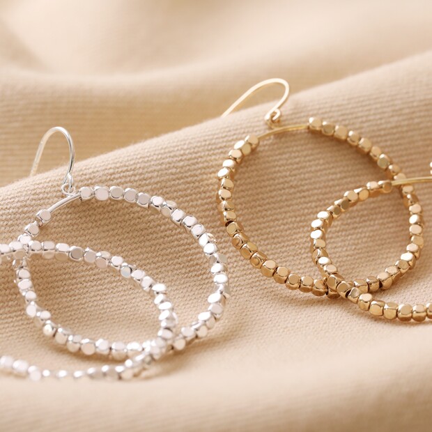 Cube Bead Hoop Drop Earrings in Gold | Lisa Angel