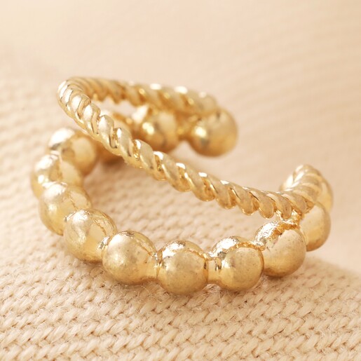 Layered Bubble Ear Cuff in Gold on Cream Fabric