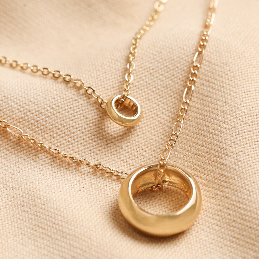Tiny 14K Yellow Gold Disc Necklace | 8MM Dotted Circle Gold Chain | .5 –  YanYa