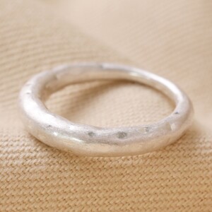 Matte Hammered Organic Ring in Silver - L/XL