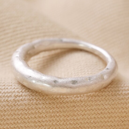Matte Hammered Organic Ring in Silver - S/M