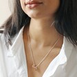Organic Hoops Pendant Necklace in Silver on Model with Neutral Background