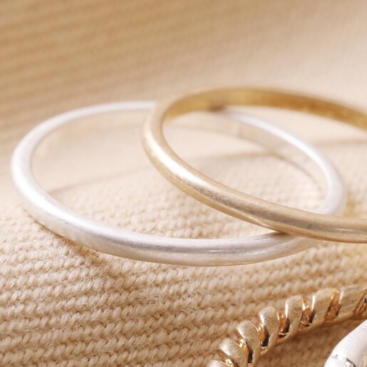 Set of 4 Silver and Gold Stacking Rings