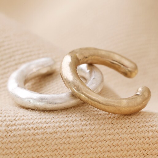 Textured Hoop Ear Cuff in Silver with Gold Ear Cuff