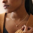 Model Wearing Tiny Heart Pendant Necklace in Gold