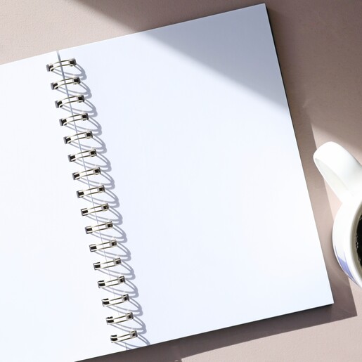 Blank Page Open of Teal Floral Notebook