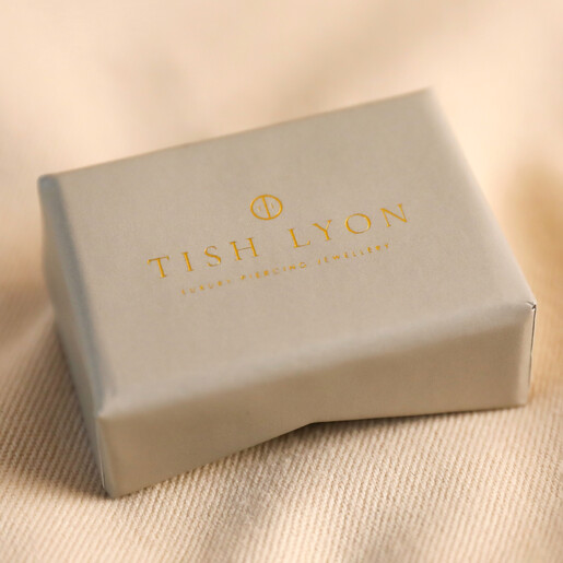 Tish Lyon Solid Gold Star Barbell in Packaging